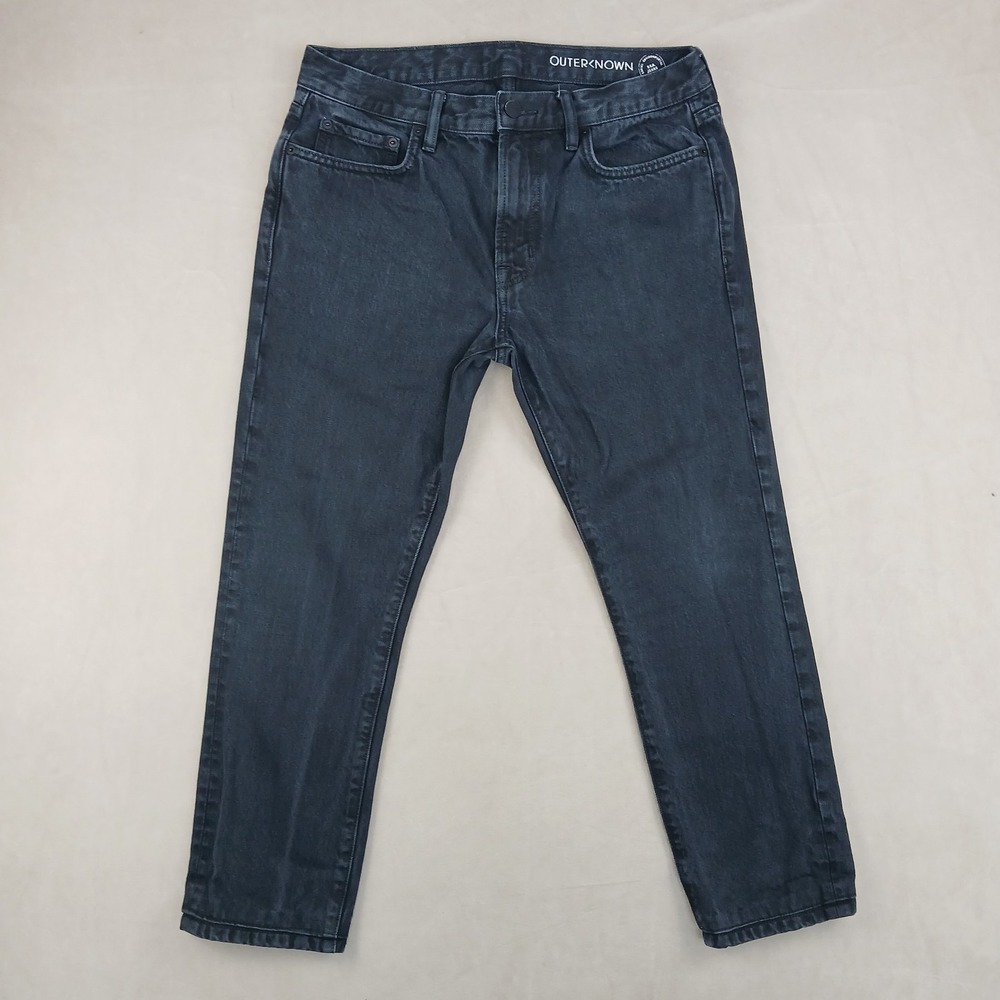 Outerknown 31x25 Mens Jeans Black Faded Altered Cropped